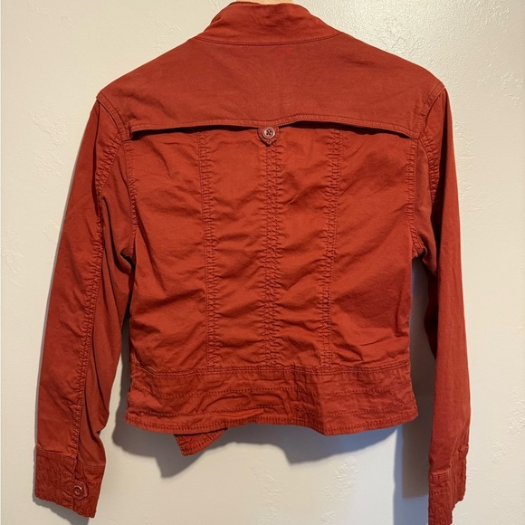 Anthropologie Marrakech Rust Orange Moto Jacket Blazer Cotton Button Up XS - Picture 8 of 14